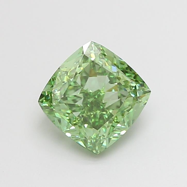 1.71 Ct. Fancy Vivid  Green Cushion Lab Grown Diamond