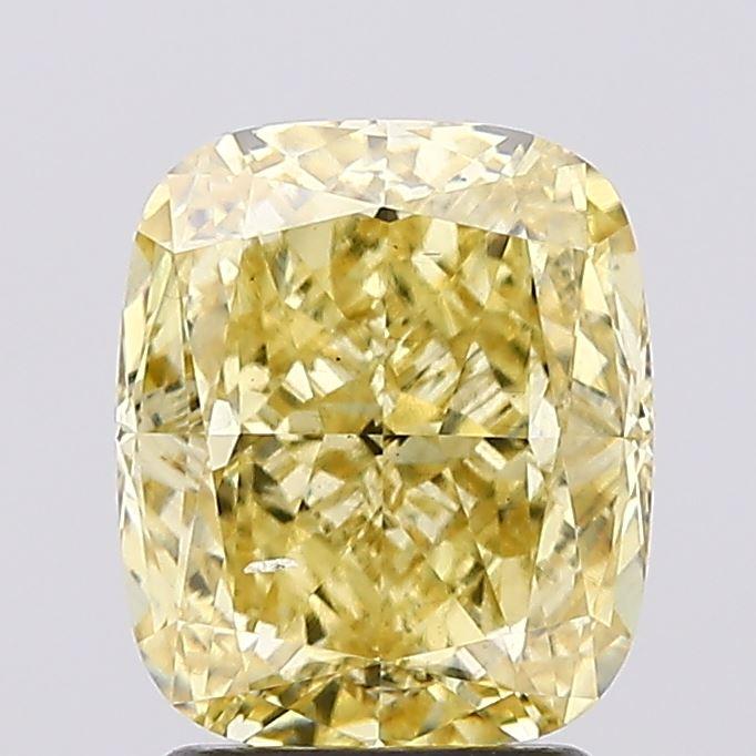 2.61 Ct. Fancy Intense Yellow Cushion Lab Grown Diamond