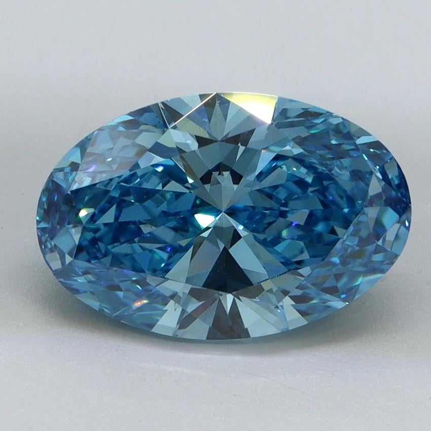 3.50 Ct. Fancy Vivid Malibu Blue Oval Lab Grown Diamond