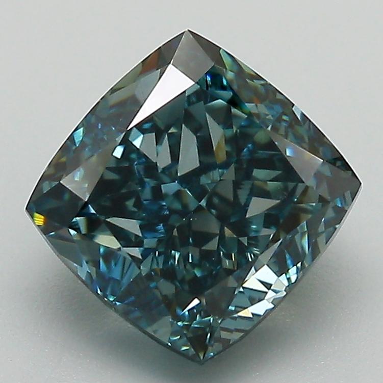 2.80 Ct. Fancy Vivid Greyish Blue Cushion Lab Grown Diamond