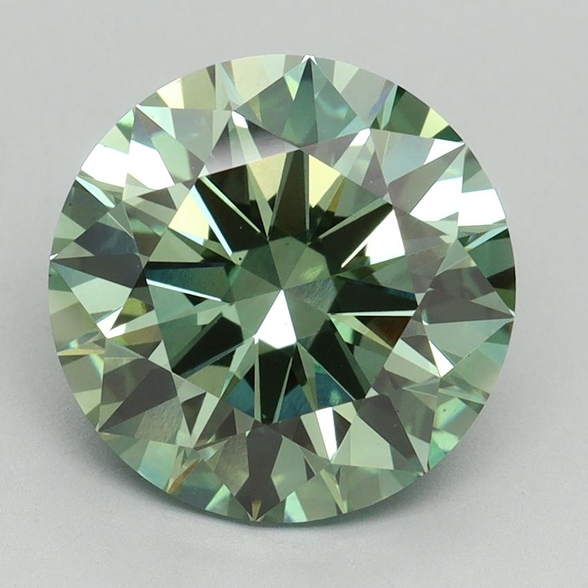 4.08 Ct. Fancy Vivid Green Round Lab Grown Diamond