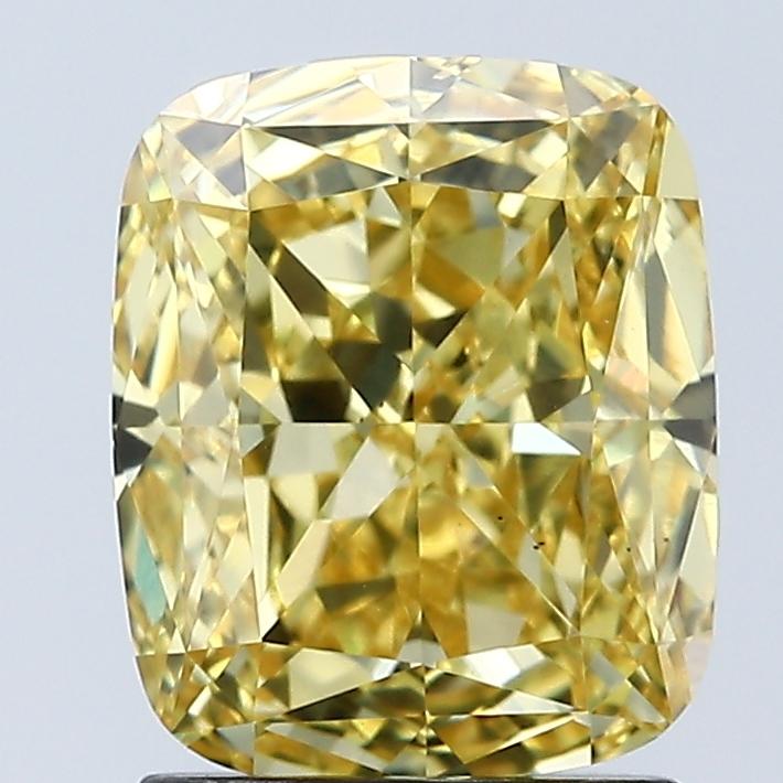 2.05 Ct. Fancy Vivid Yellow Cushion Lab Grown Diamond