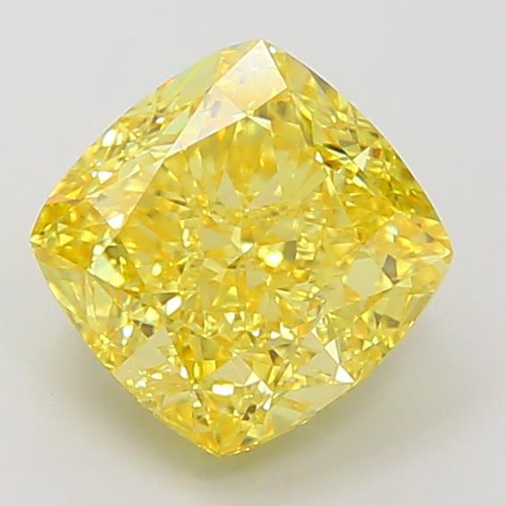 3.34 Ct. Fancy Vivid Yellow Cushion Lab Grown Diamond