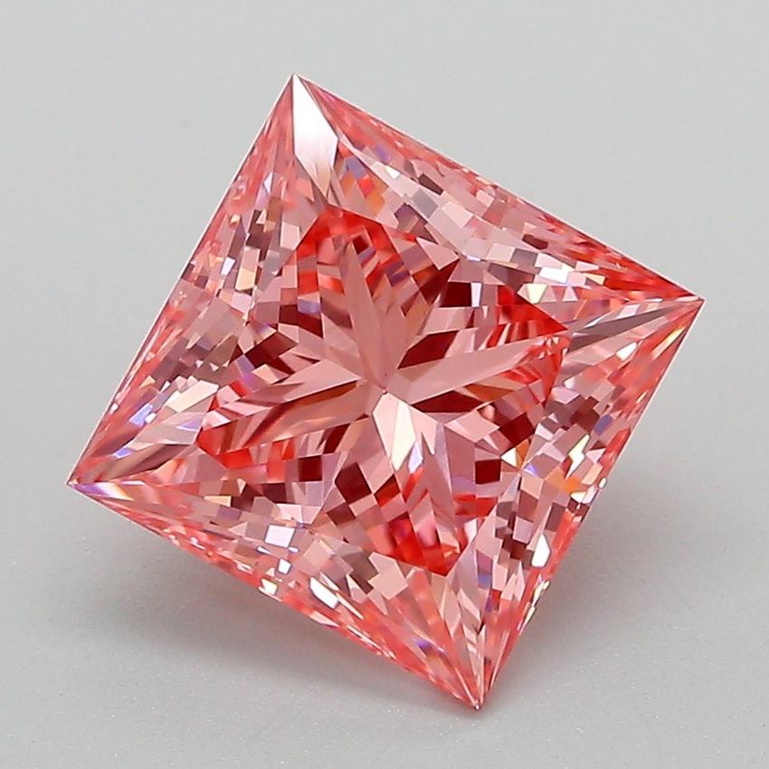 3.07 Ct. Fancy Vivid Pink Princess Lab Grown Diamond