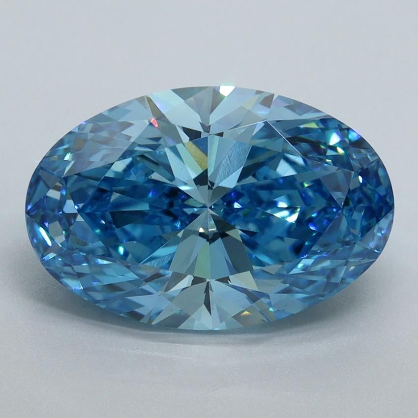 4.01 Ct. Fancy Vivid Malibu Blue Oval Lab Grown Diamond