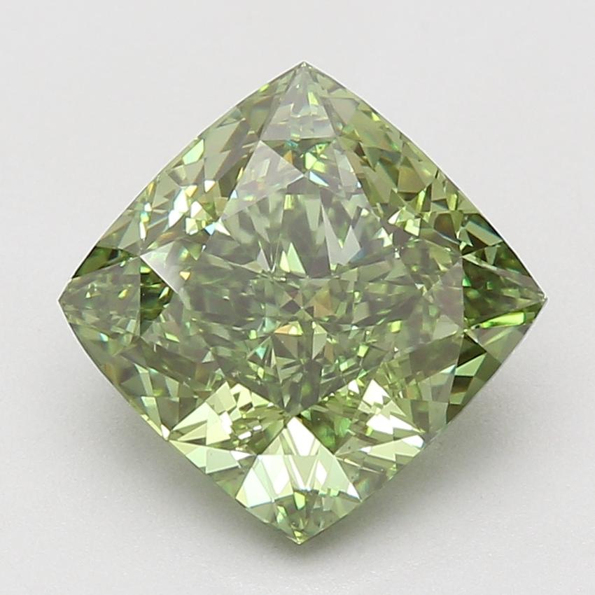 5.09 Ct. Fancy Vivid Green Cushion Lab Grown Diamond