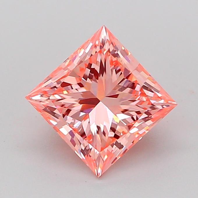 1.47 Ct. Fancy Intense Orangy Pink Princess Lab Grown Diamond