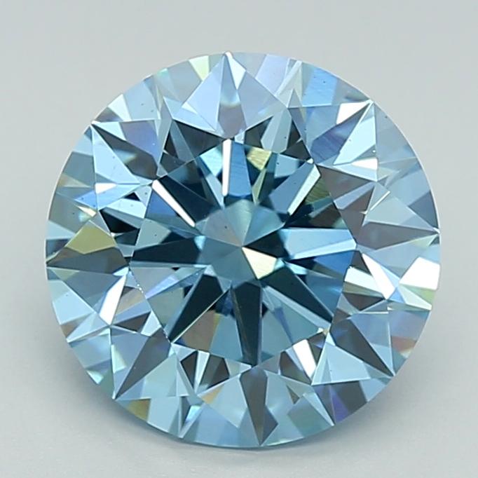 4.07 Ct. Fancy Vivid  Blue Round Lab Grown Diamond