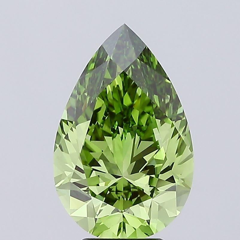 5.02 Ct. Fancy Vivid  Green Pear Lab Grown Diamond