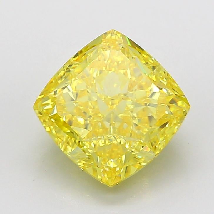 5.07 Ct. Fancy Vivid  Yellow Cushion Lab Grown Diamond