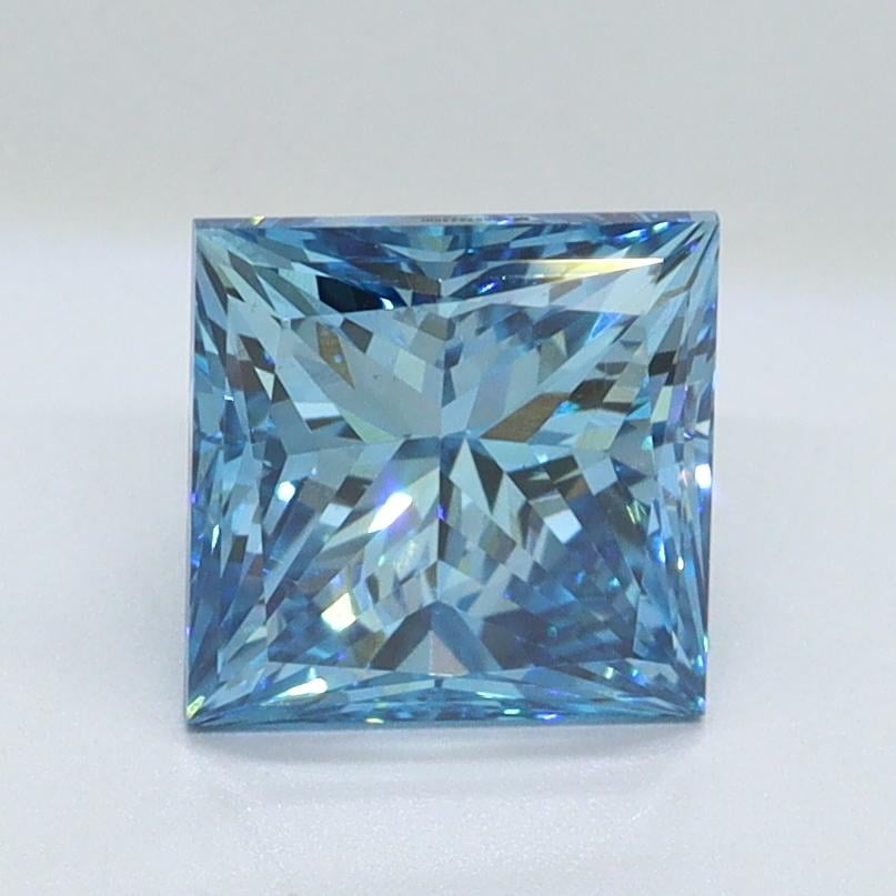 1.57 Ct. Fancy Vivid Malibu Blue Princess Lab Grown Diamond
