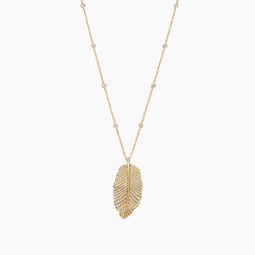 Jane Goodall Luxe Pavé Leaf Lab Diamond Pendant in 18K