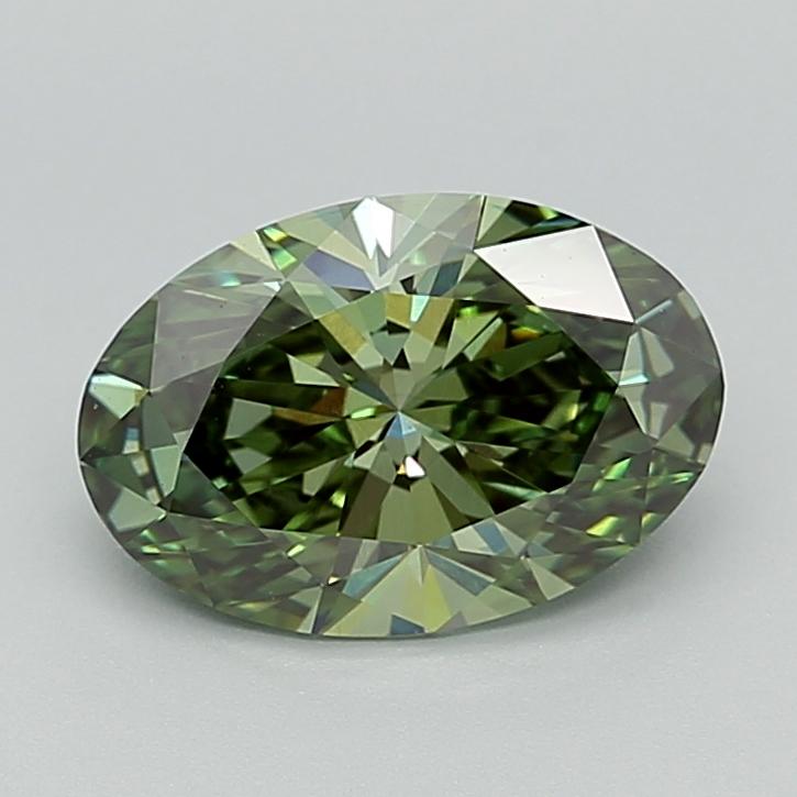 2.40 Ct. Fancy Vivid  Green Oval Lab Grown Diamond