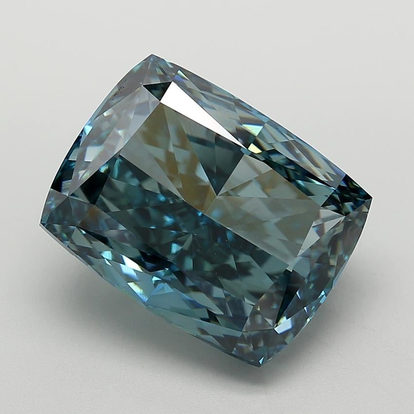 13.83 Ct. Fancy Vivid Blue Cushion Lab Grown Diamond