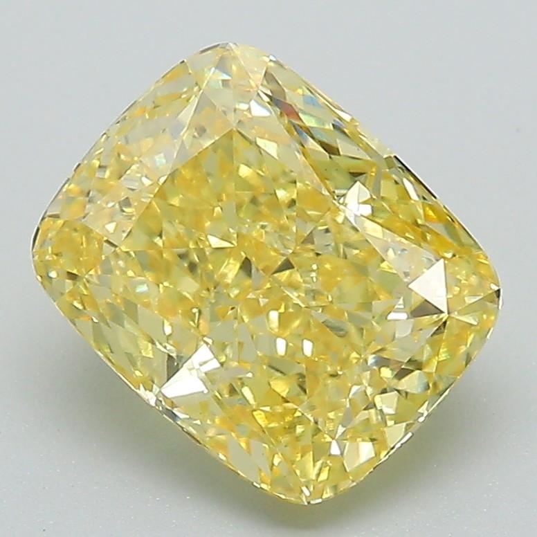 2.67 Ct. Fancy Vivid Yellow Cushion Lab Grown Diamond