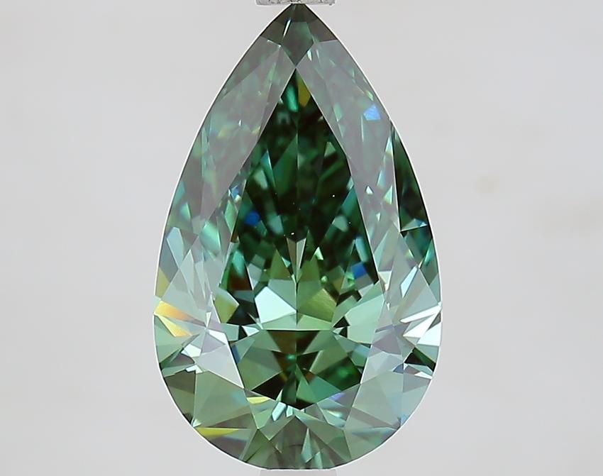 3.11 Ct. Fancy Vivid Green Pear Lab Grown Diamond
