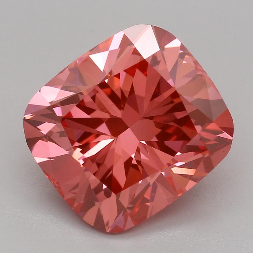 3.02 Ct. Fancy Vivid Pink Cushion Lab Grown Diamond