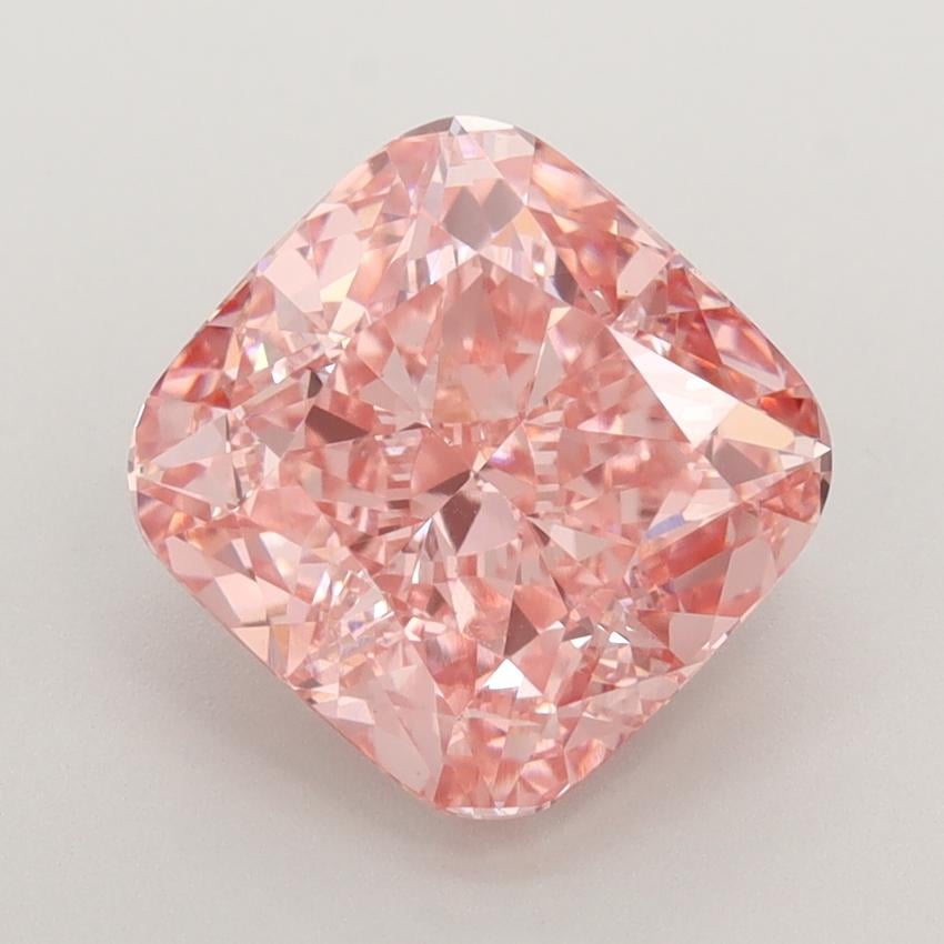4.02 Ct. Fancy Vivid  Pink Cushion Lab Grown Diamond