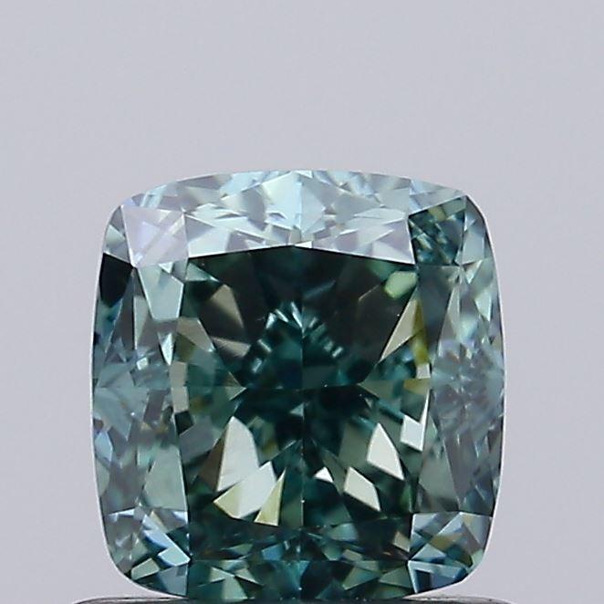 0.85 Ct. Fancy Vivid Green Cushion Lab Grown Diamond