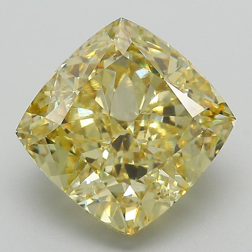 6.59 Ct. Fancy Vivid Yellow Cushion Lab Grown Diamond