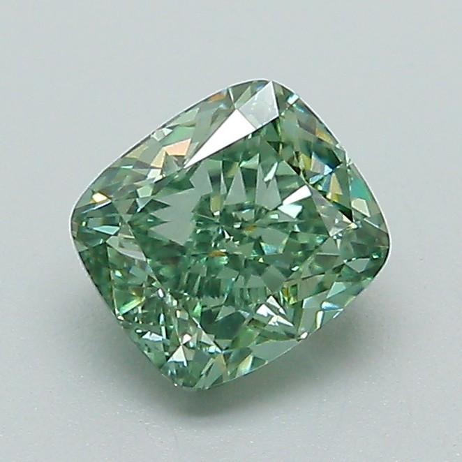 1.04 Ct. Fancy Vivid Green Cushion Lab Grown Diamond