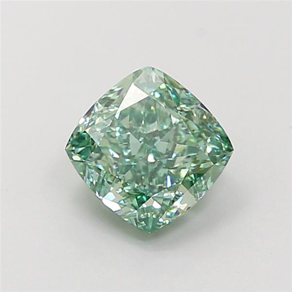 1.51 Ct. Fancy Vivid Green Cushion Lab Grown Diamond