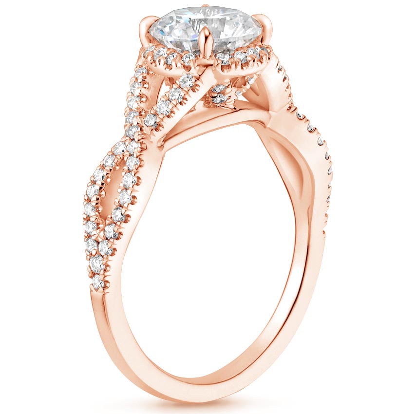 14K Rose Gold Entwined Halo Diamond Ring (1/3 ct. tw.), large side view