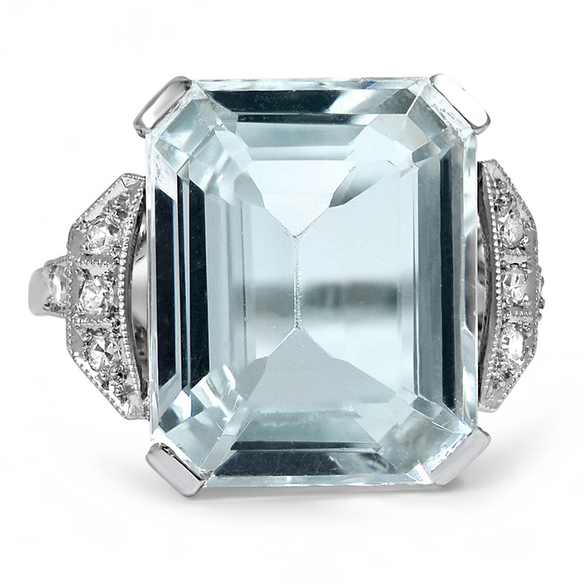 Art Deco Aquamarine Cocktail Ring