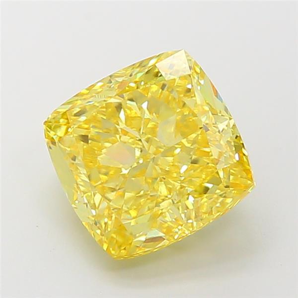 4.51 Ct. Fancy Vivid Yellow Cushion Lab Grown Diamond
