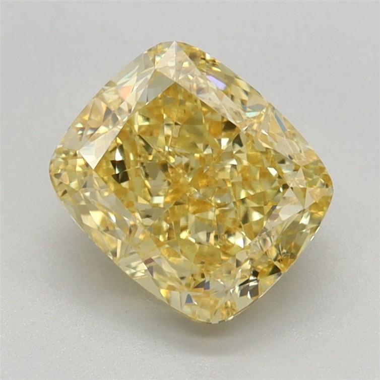 1.54 Ct. Fancy Vivid Yellow Cushion Lab Grown Diamond