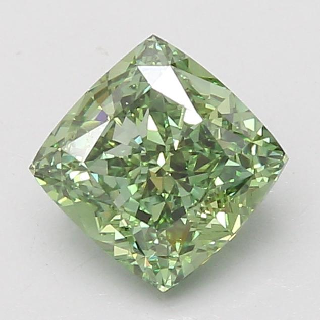 2.13 Ct. Fancy Vivid Green Cushion Lab Grown Diamond