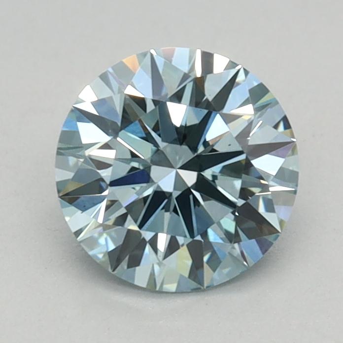 0.74 Ct. Fancy Intense Greenish Blue Round Lab Grown Diamond