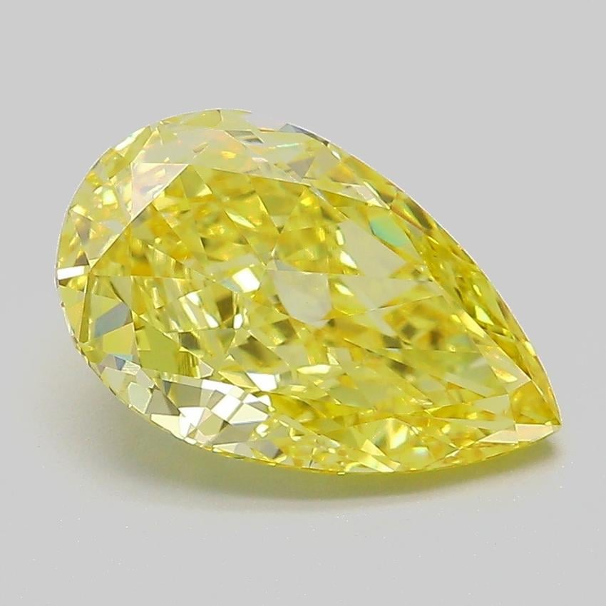 3.06 Ct. Fancy Vivid  Yellow Pear Lab Grown Diamond