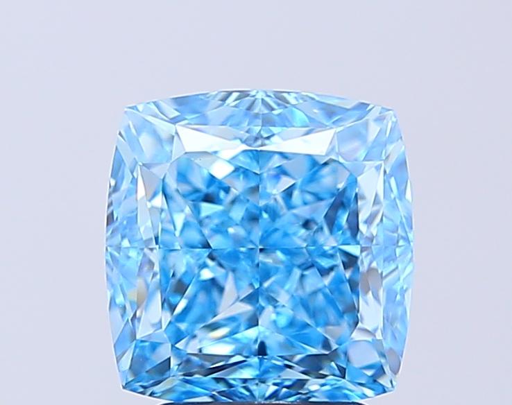 3.55 Ct. Fancy Vivid  Blue Cushion Lab Grown Diamond