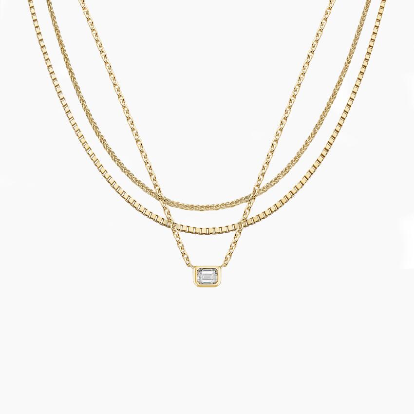 The Mainstay Lab Diamond and Mixed Chain Necklace Set in 14K Yellow Gold