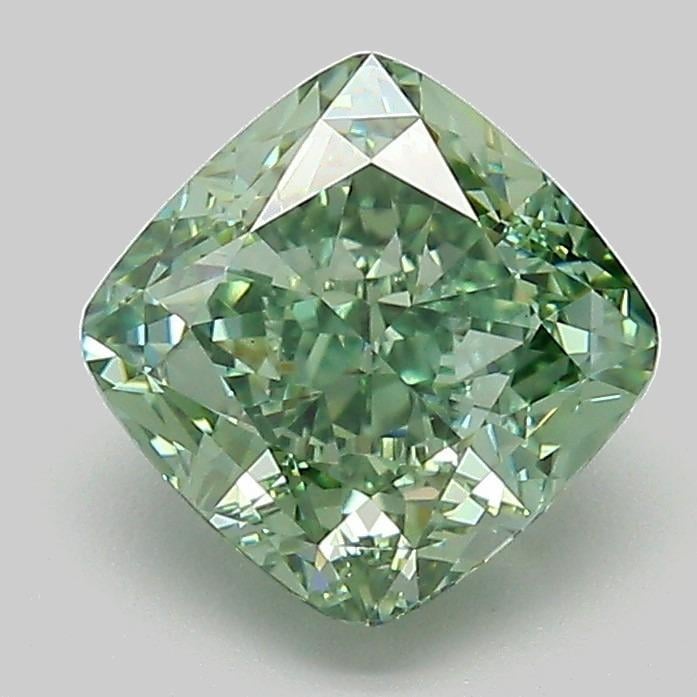 2.07 Ct. Fancy Vivid Green Cushion Lab Grown Diamond