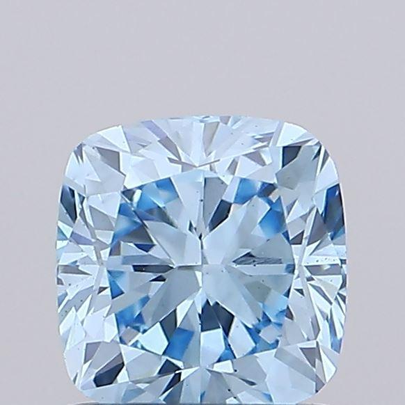 0.74 Ct. Fancy Vivid Blue Cushion Lab Grown Diamond