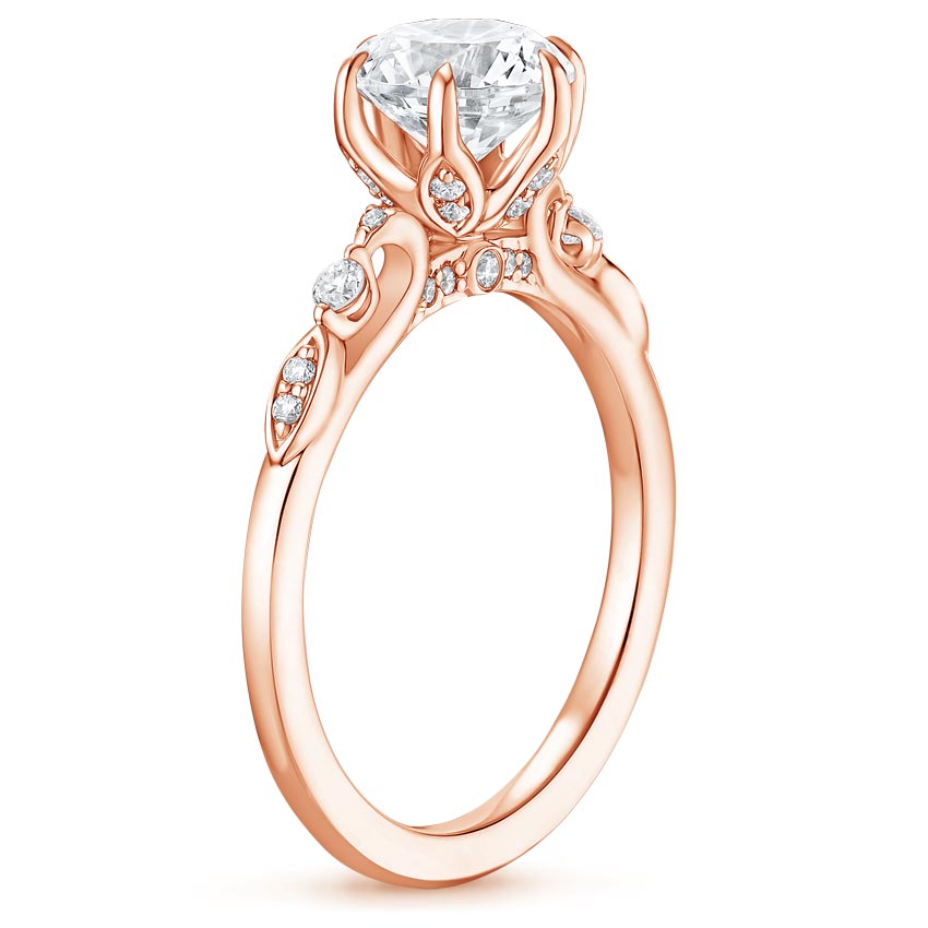 14K Rose Gold Rochelle Diamond Ring, large side view