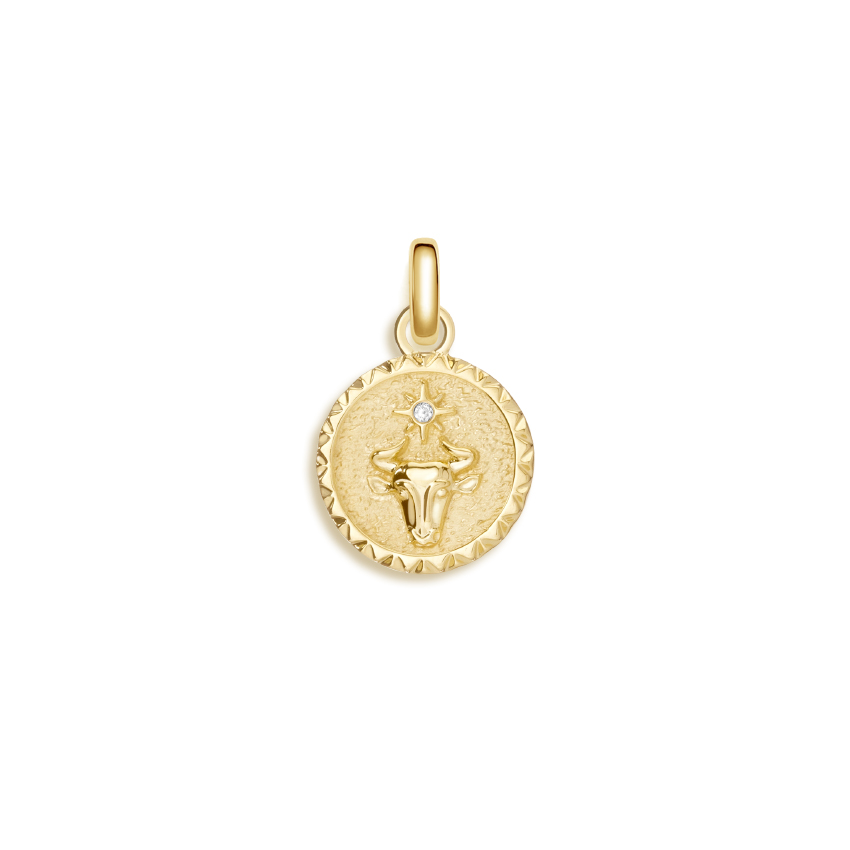 Taurus Zodiac Diamond Charm in 14K Yellow Gold