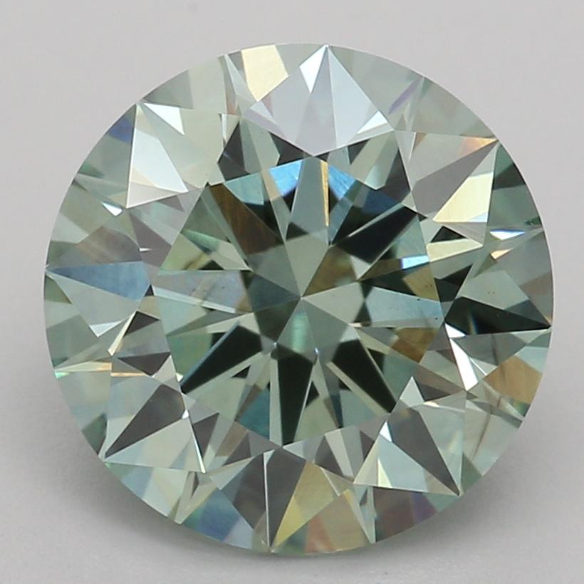 2.04 Ct. Fancy Vivid Green Round Lab Grown Diamond