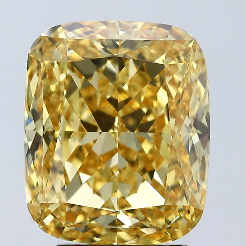 4.03 Ct. Fancy Vivid Yellow Cushion Lab Grown Diamond
