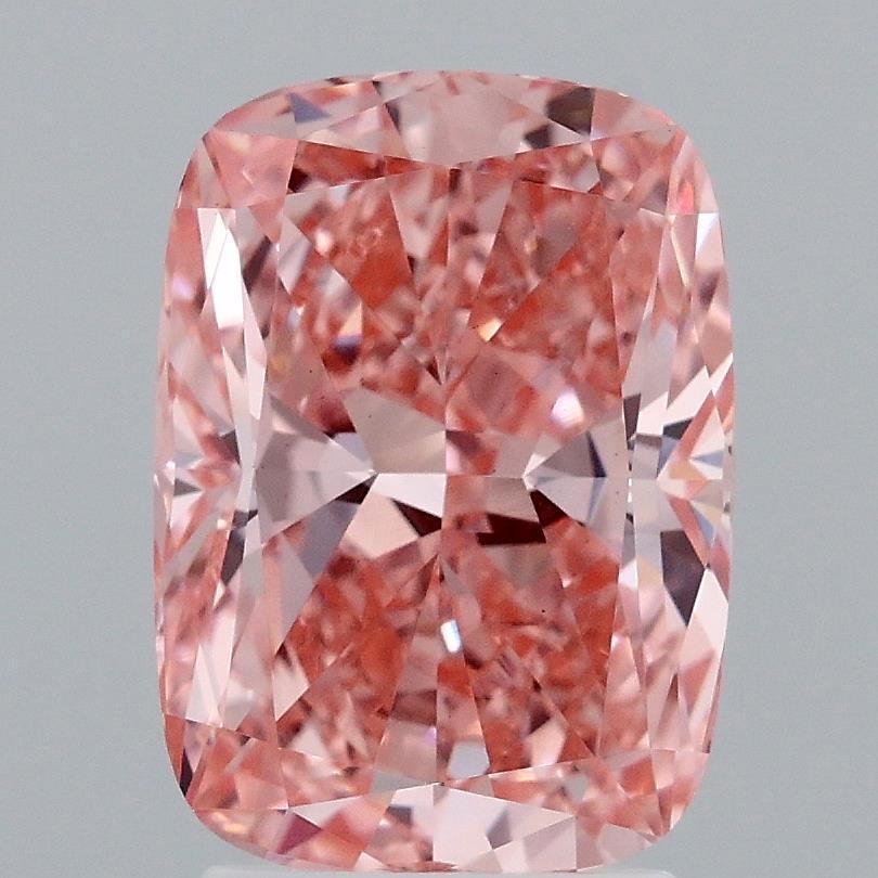 3.00 Ct. Fancy Vivid Pink Cushion Lab Grown Diamond
