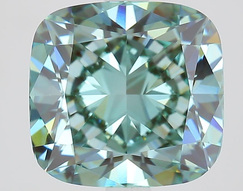 3.15 Ct. Fancy Intense Bluish Green Cushion Lab Grown Diamond