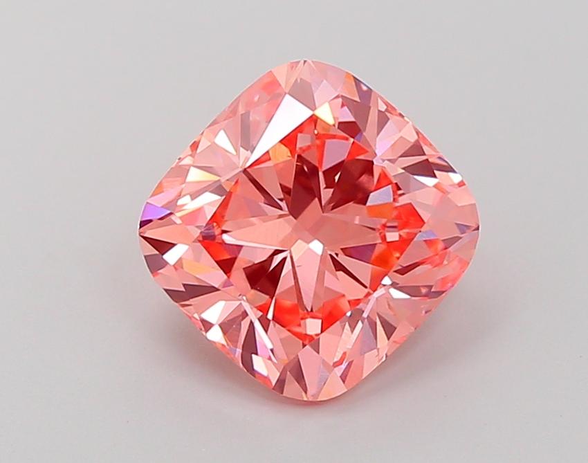 3.08 Ct. Fancy Vivid Pink Cushion Lab Grown Diamond