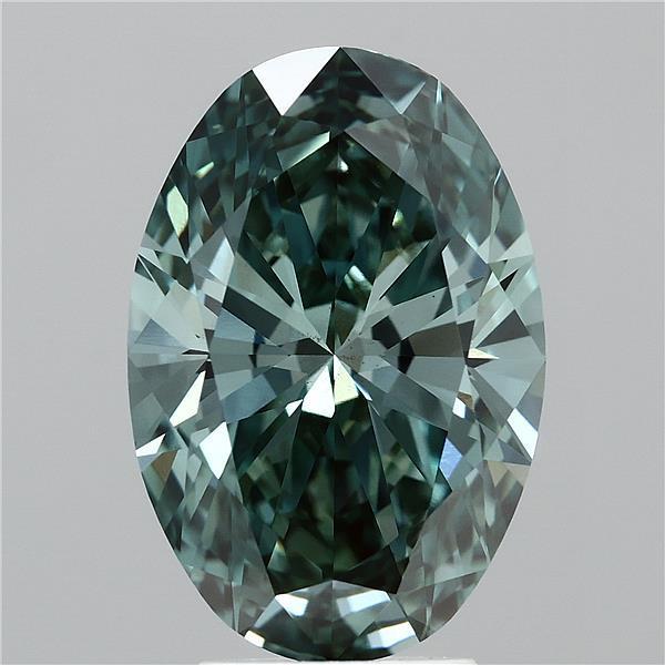 4.05 Ct. Fancy Vivid Green Oval Lab Grown Diamond