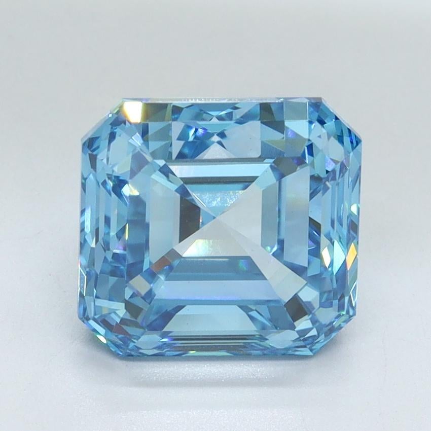 4.02 Ct. Fancy Vivid Malibu Blue Asscher Lab Grown Diamond