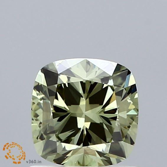 1.04 Ct. Fancy Intense  Green Cushion Lab Grown Diamond