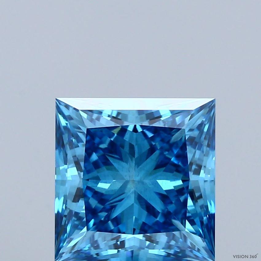 4.07 Ct. Fancy Vivid Blue Princess Lab Grown Diamond