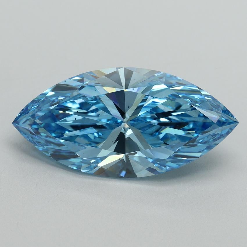 7.01 Ct. Fancy Vivid Malibu Blue Marquise Lab Grown Diamond