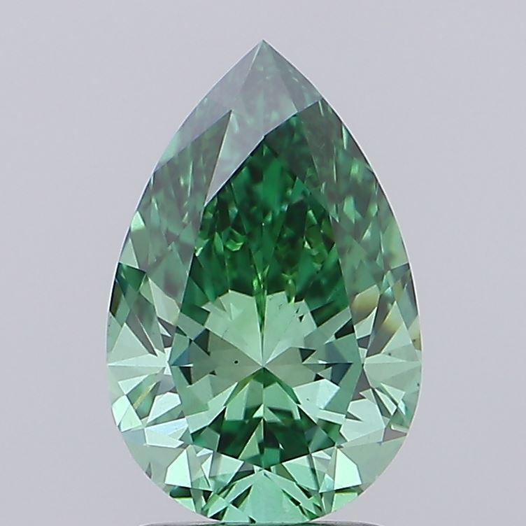2.21 Ct. Fancy Vivid Green Pear Lab Grown Diamond